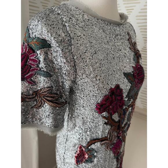 Zara XS Silver Sequin Embroidered Mini Dress ASO Alexis Rose in Schitt's Creek - Picture 10 of 10